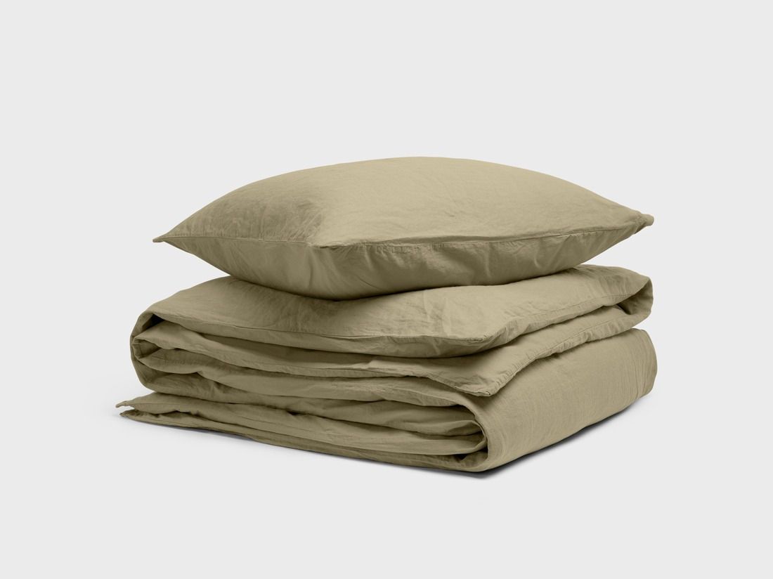 Dekbedovertrek hennep/katoen botanic green