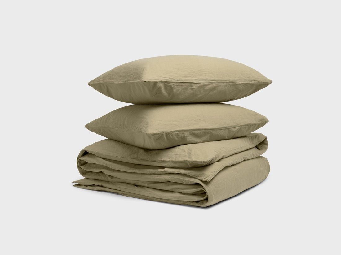 Dekbedovertrek hennep/katoen botanic green