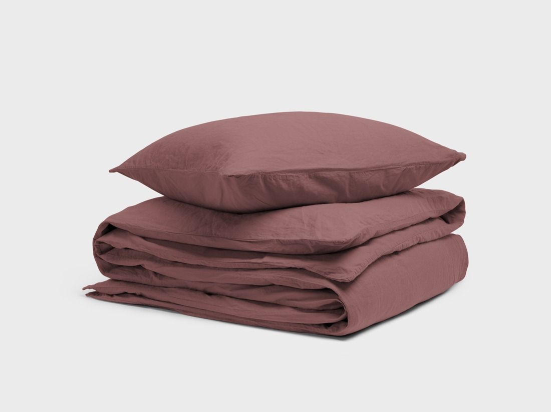 Dekbedovertrek hennep/katoen deep raspberry