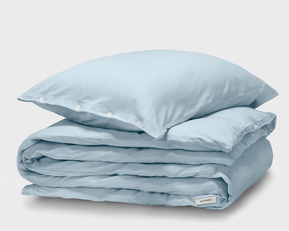 Parure de lit jersey bleu frais