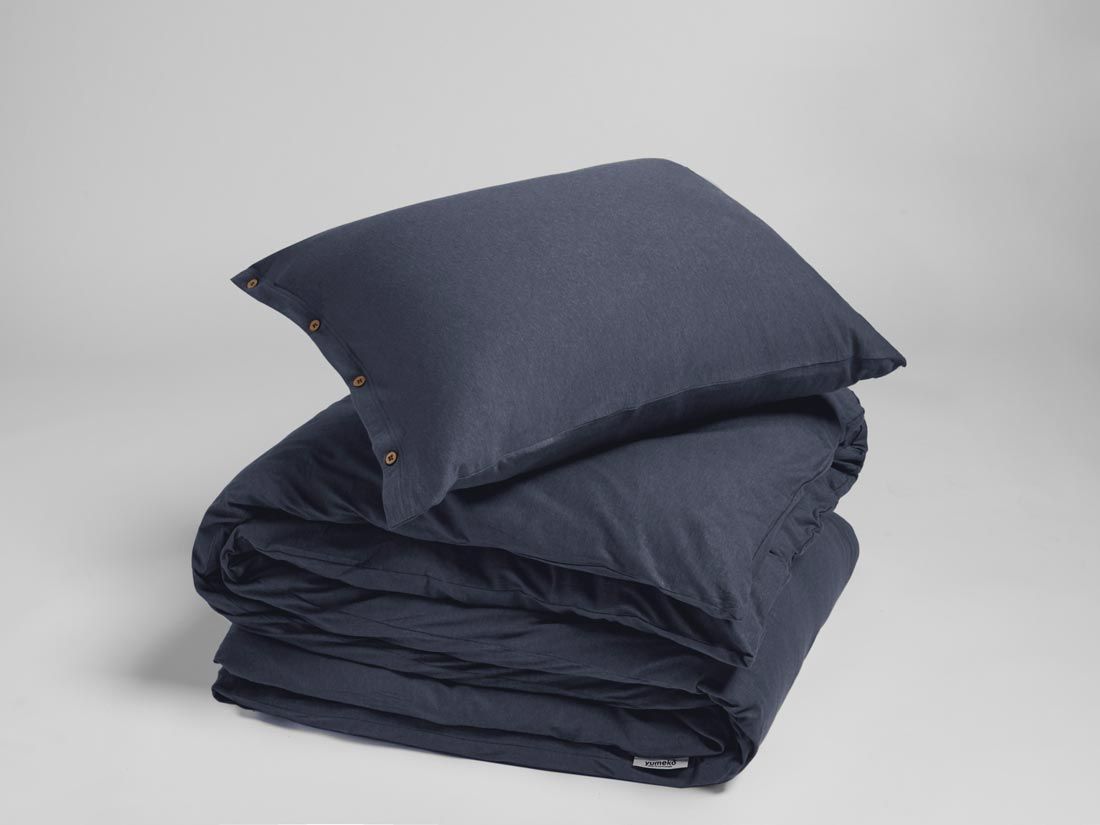 Parure de lit jersey bleu indigo