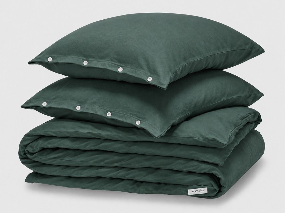 Parure de lit jersey vert pin