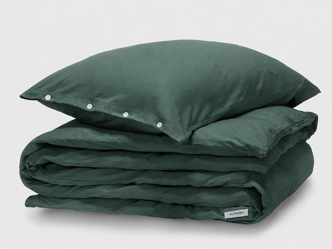 Parure de lit jersey vert pin