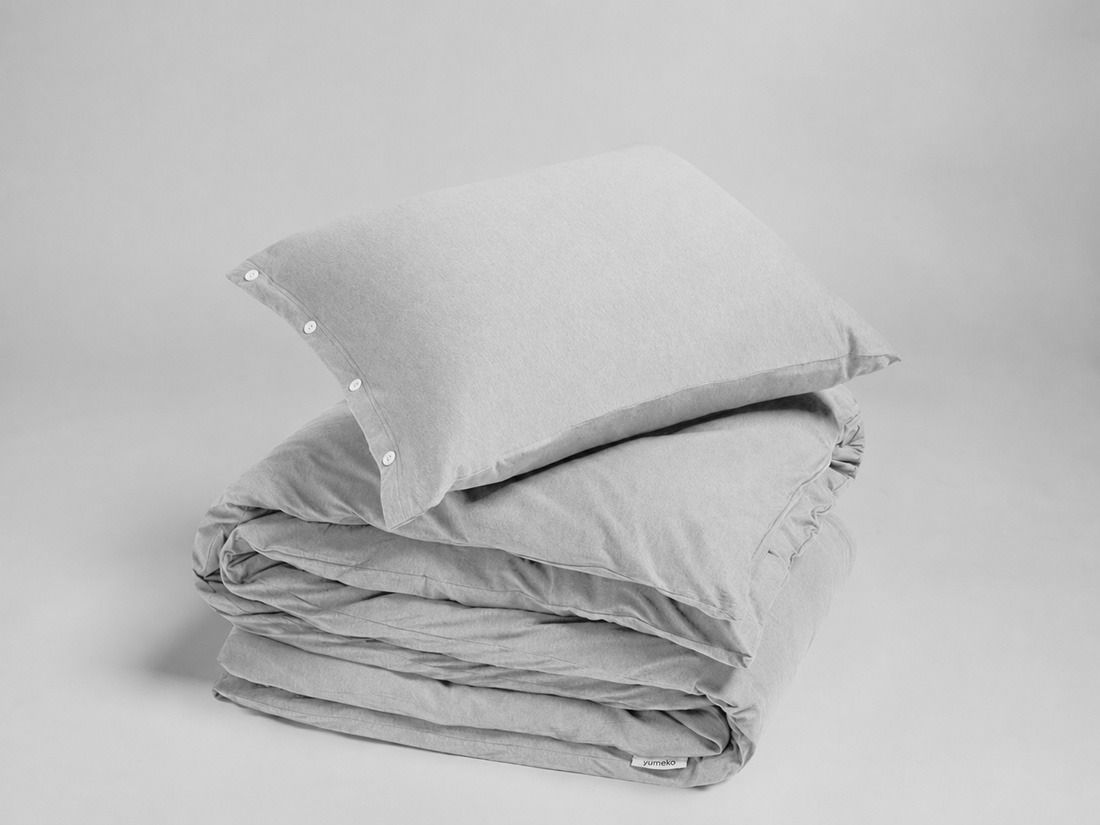 Parure de lit jersey gris blanc