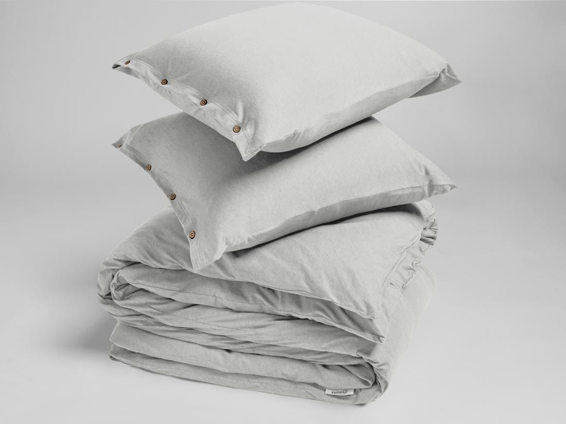 Parure de lit jersey gris blanc