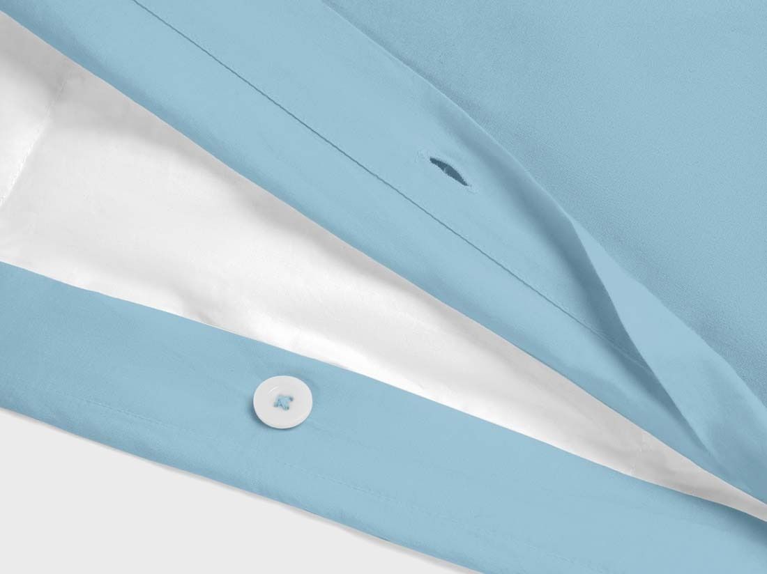 Parure de lit percale de coton bleu lagon