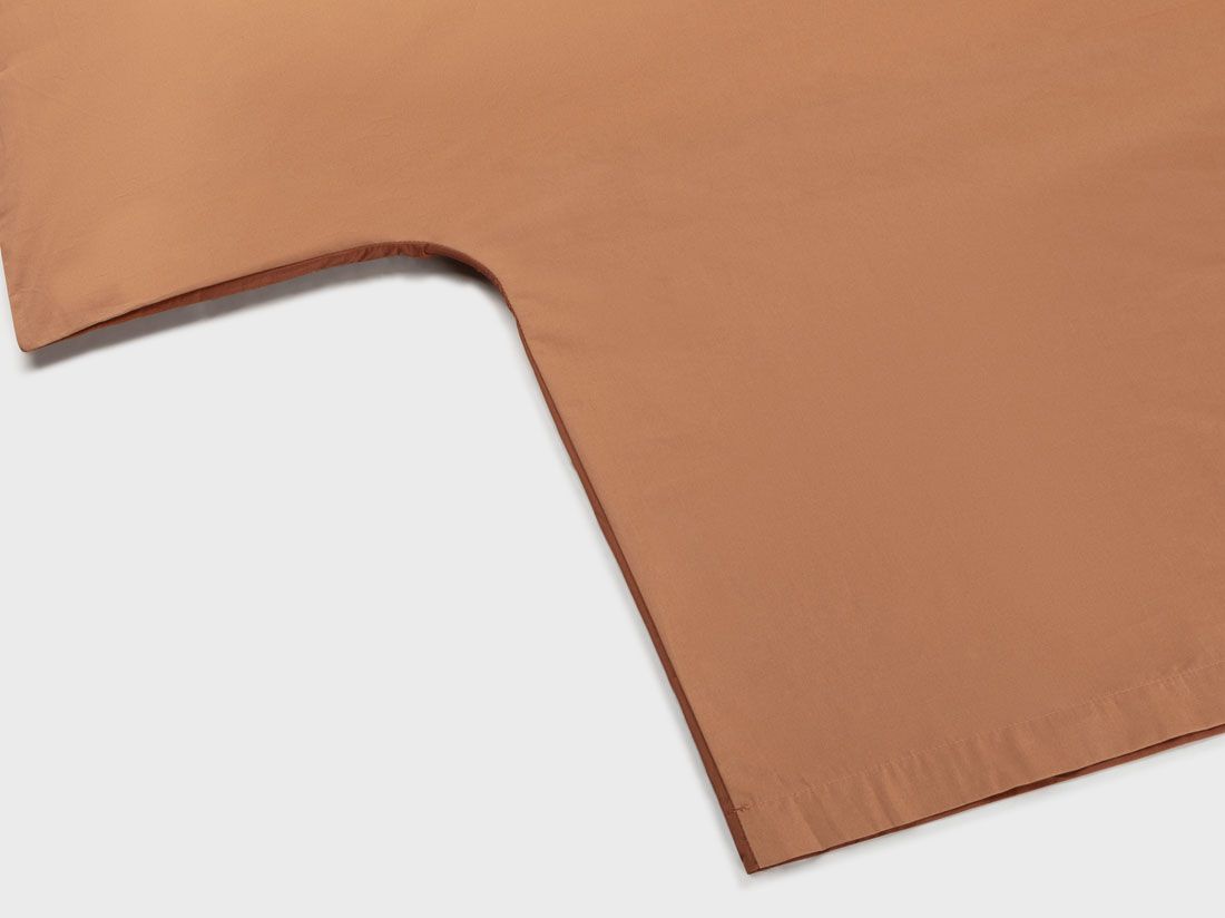 Parure de lit percale de coton double face terracotta/rouge rouille