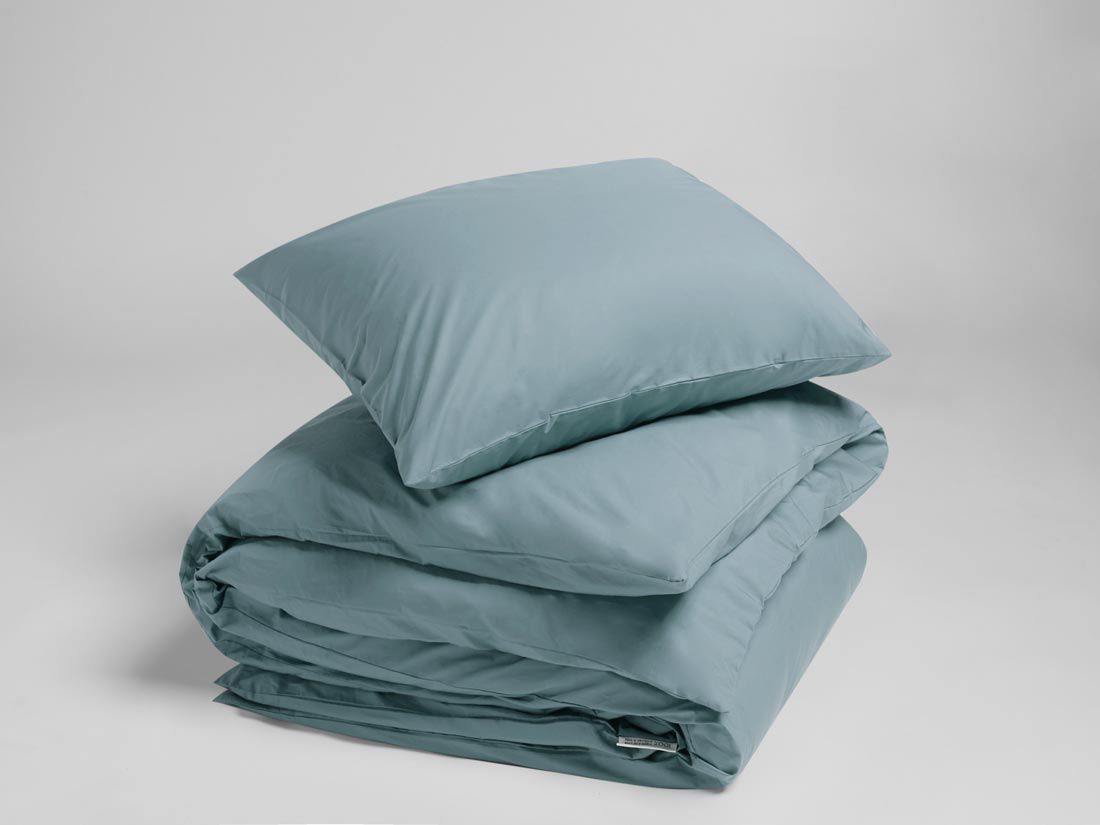 Sengesæt percale petrol blue