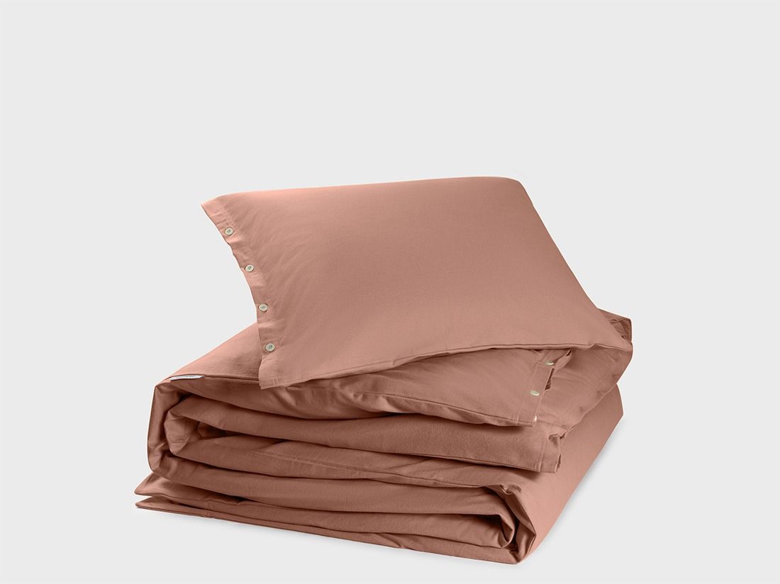 Parure de lit flanelle de coton café au lait