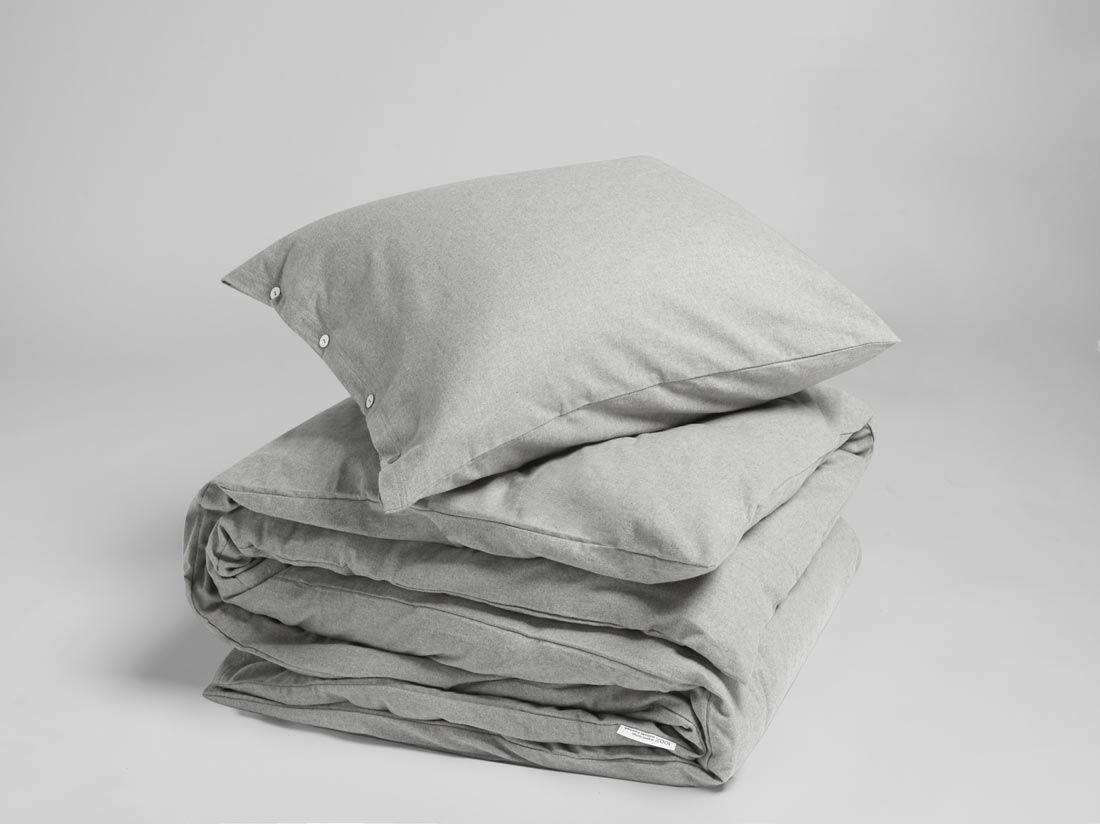 Parure de lit flanelle de coton gris clair