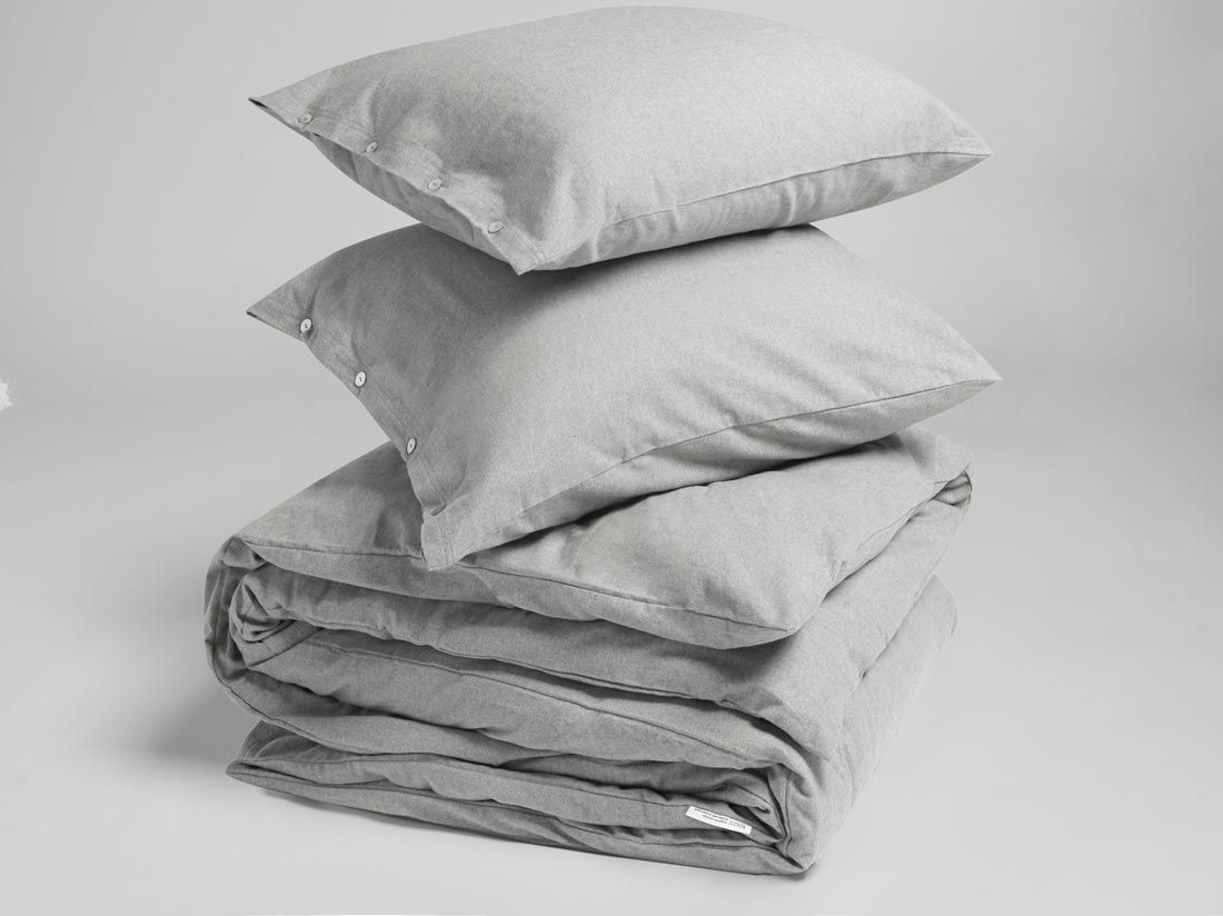 Parure de lit flanelle de coton gris clair