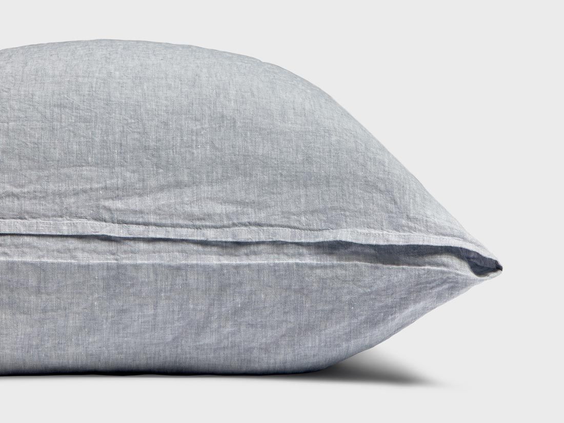 Påslakanset tvättat linne blue chambray