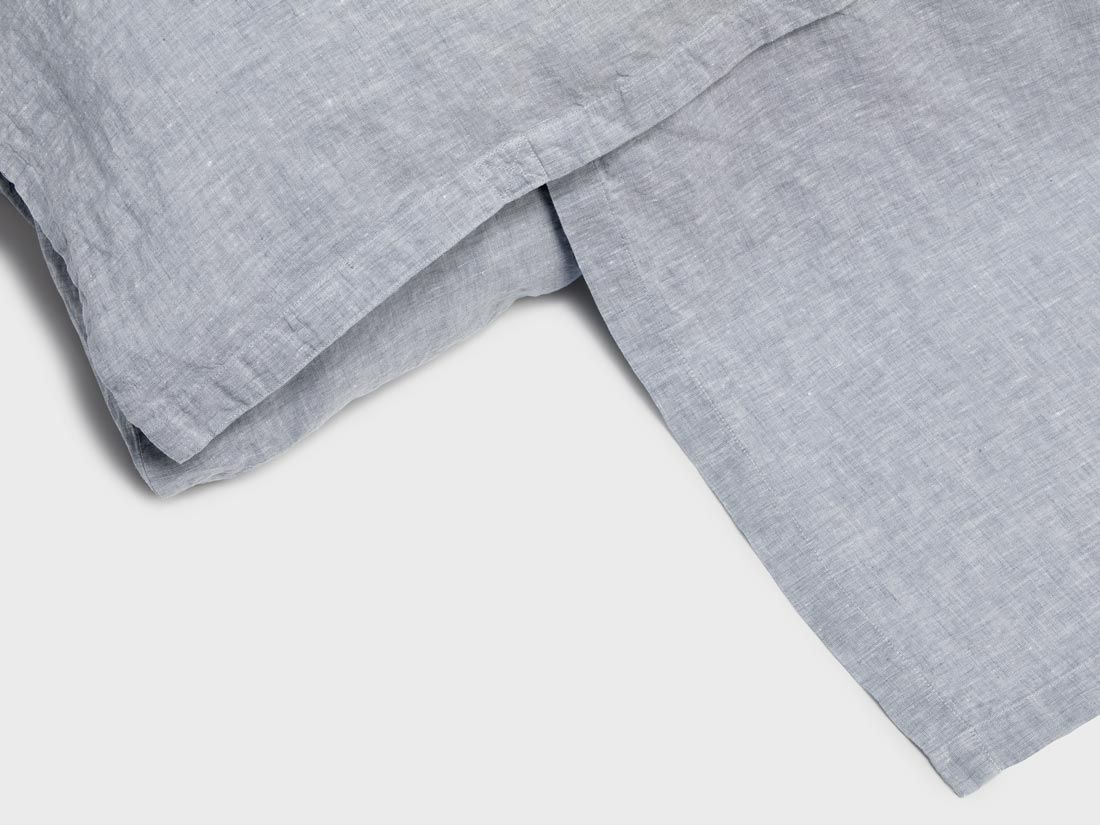 Housse de couette enfant lin lavé bleu chambray