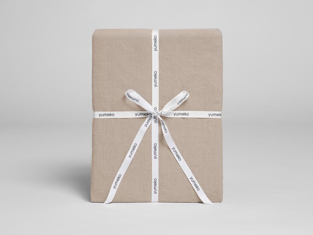 Parure de lit lin lavé rose poussiéreux