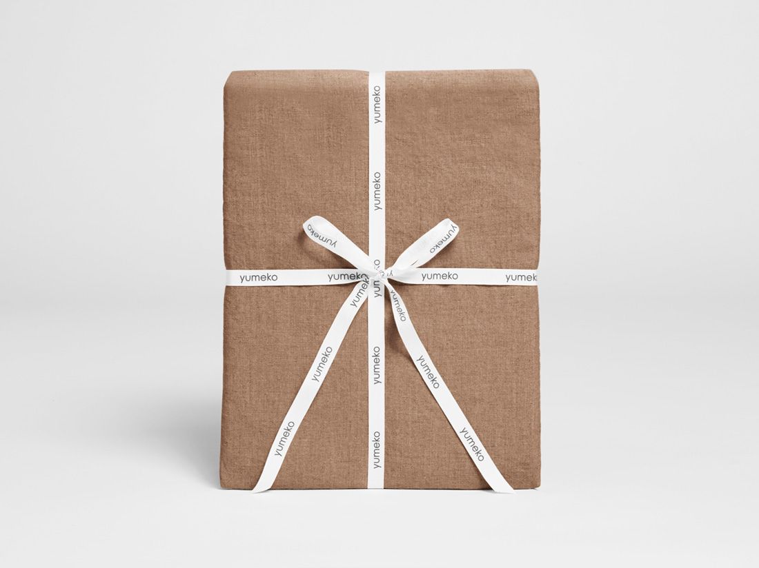 Parure de lit lin lavé noisette