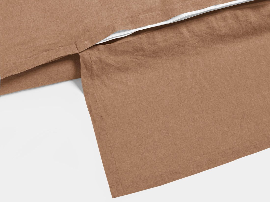 Parure de lit lin lavé noisette