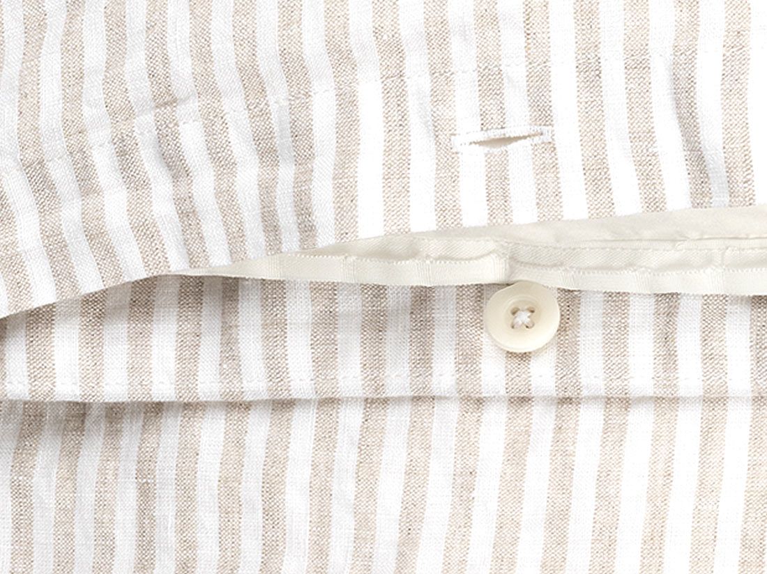 Housse de couette lin lavé à rayures naturelles