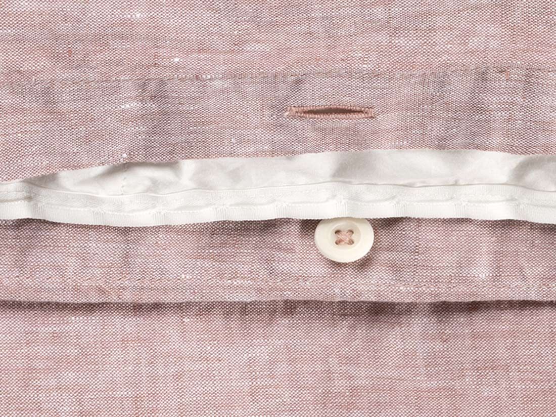 Housse de couette lin lavé rose chambray