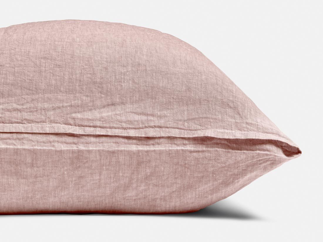 Parure de lit lin lavé rose chambray