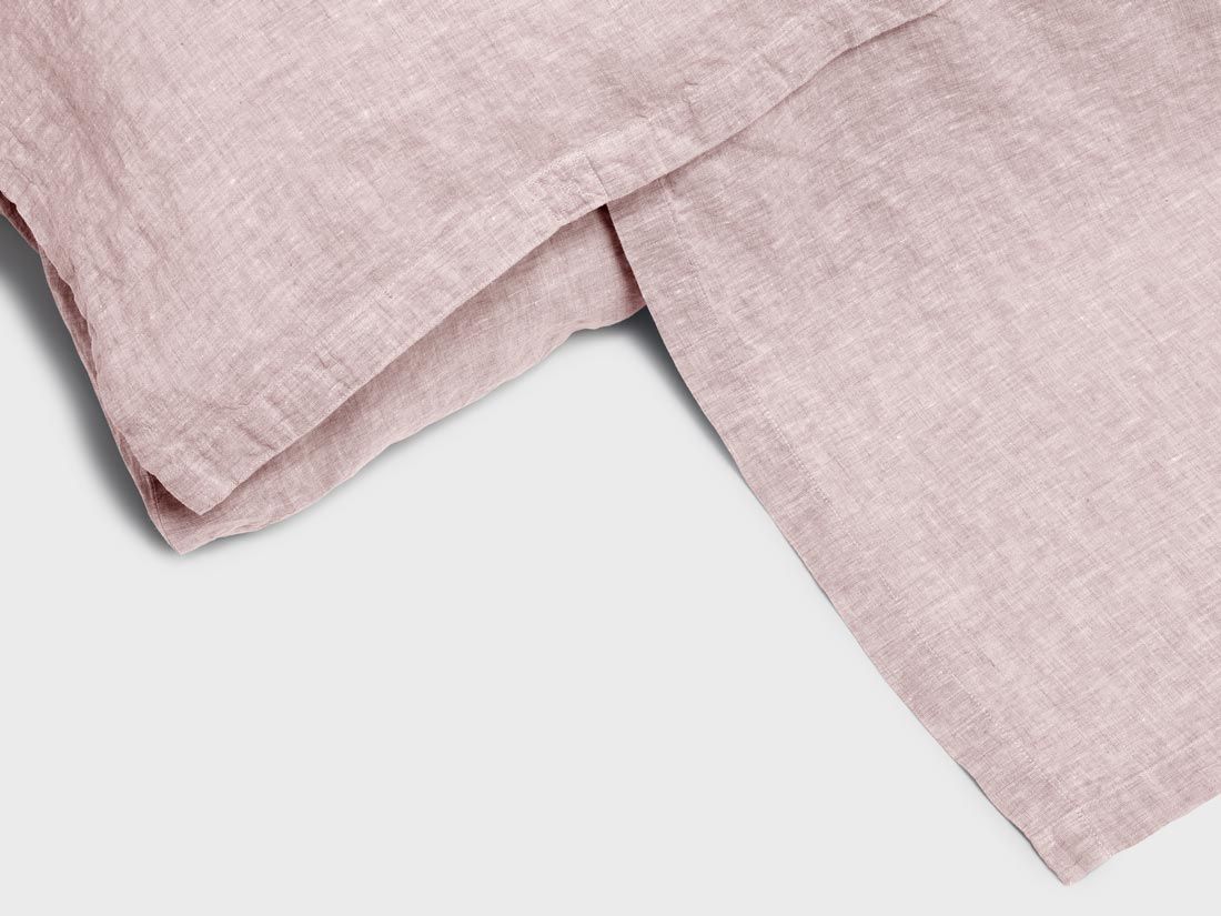 Housse de couette enfant lin lavé rose chambray