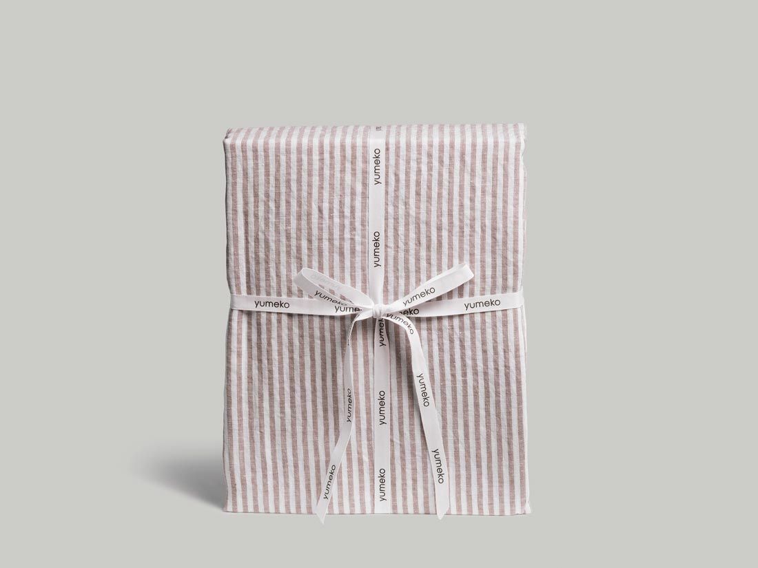 Dekbedovertrek gewassen linnen rose stripe