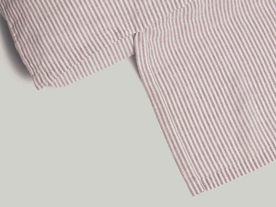 Dekbedovertrek gewassen linnen rose stripe