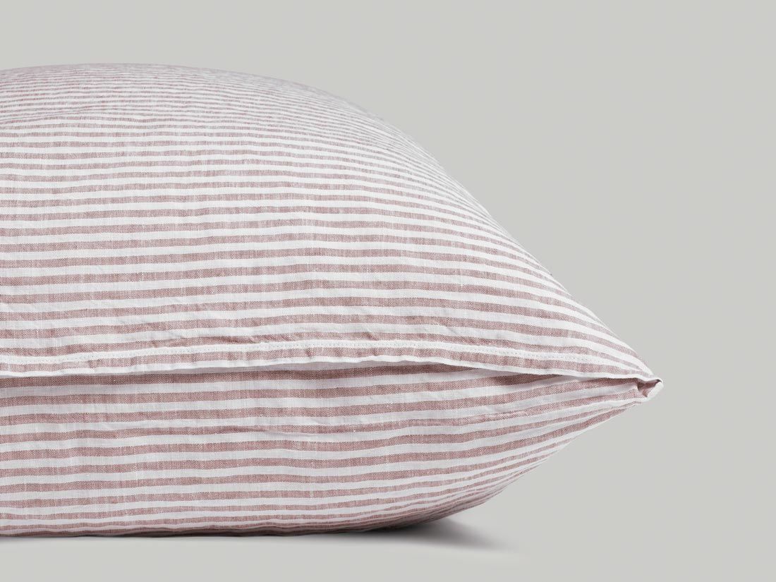 Dekbedovertrek gewassen linnen rose stripe