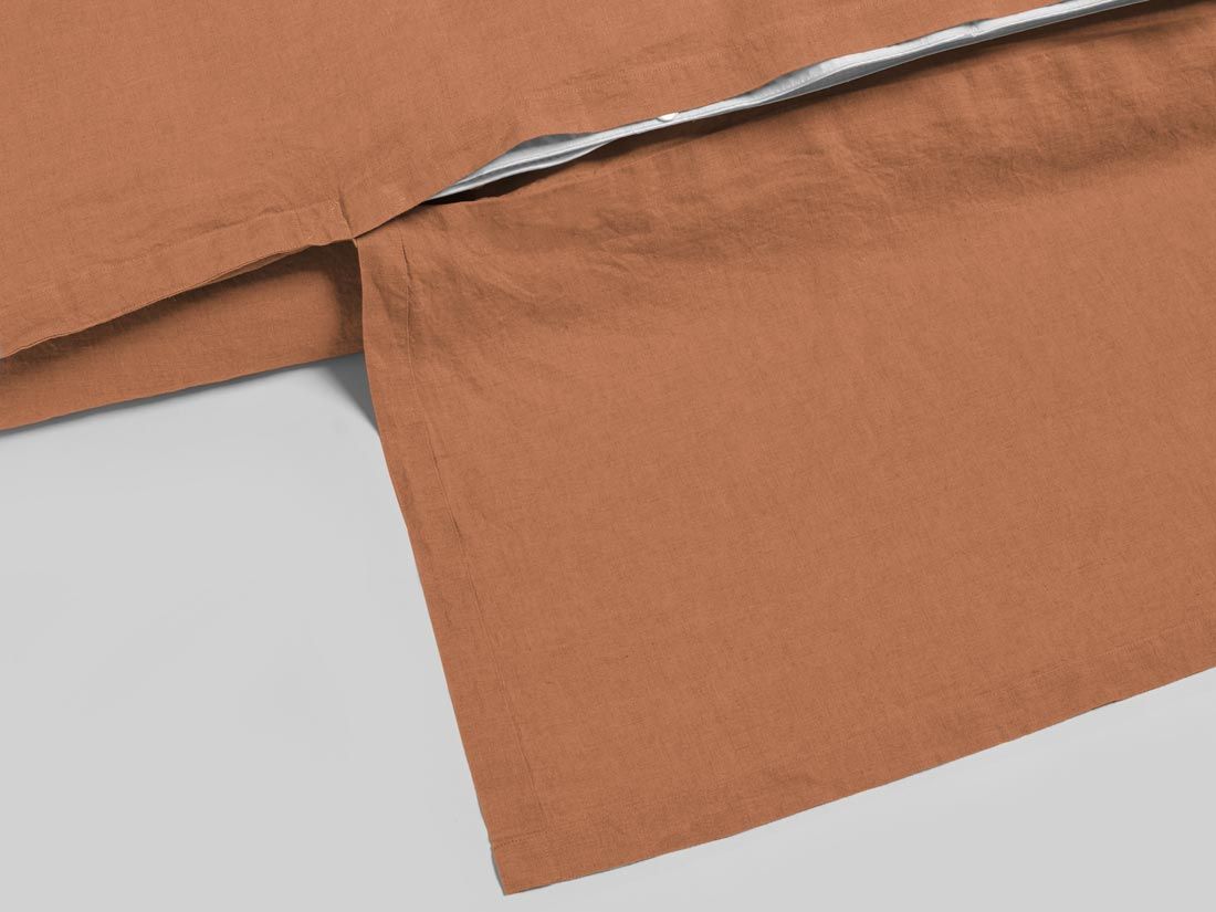 Parure de lit lin lavé terracotta