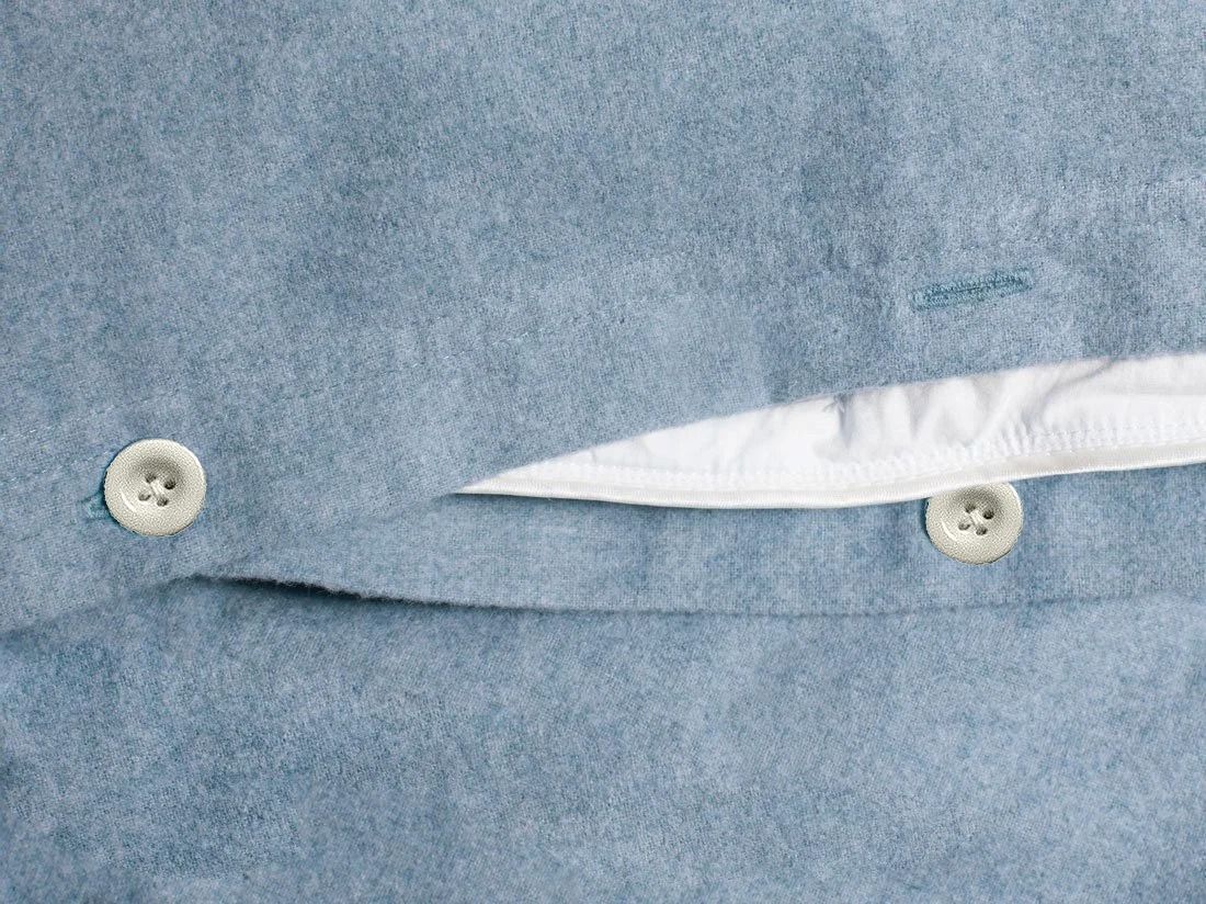 Housse de couette flanelle de coton bleu clair