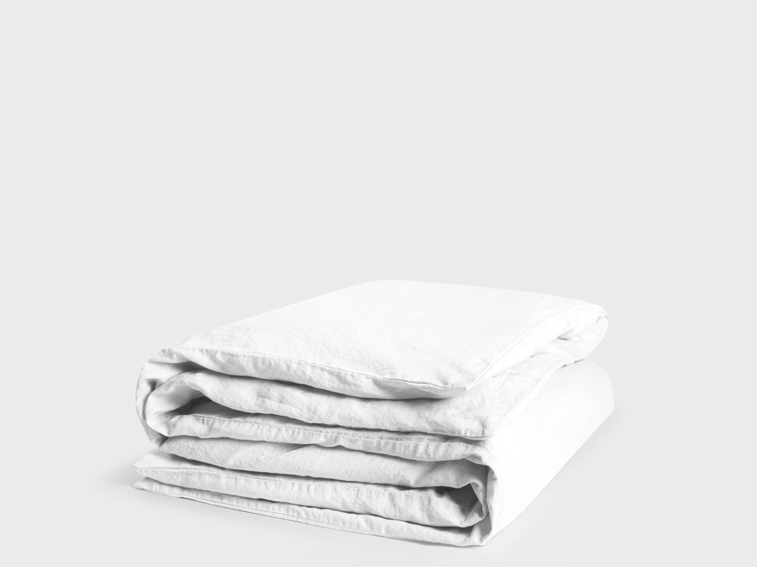 Parure de lit lin lavé blanc pur