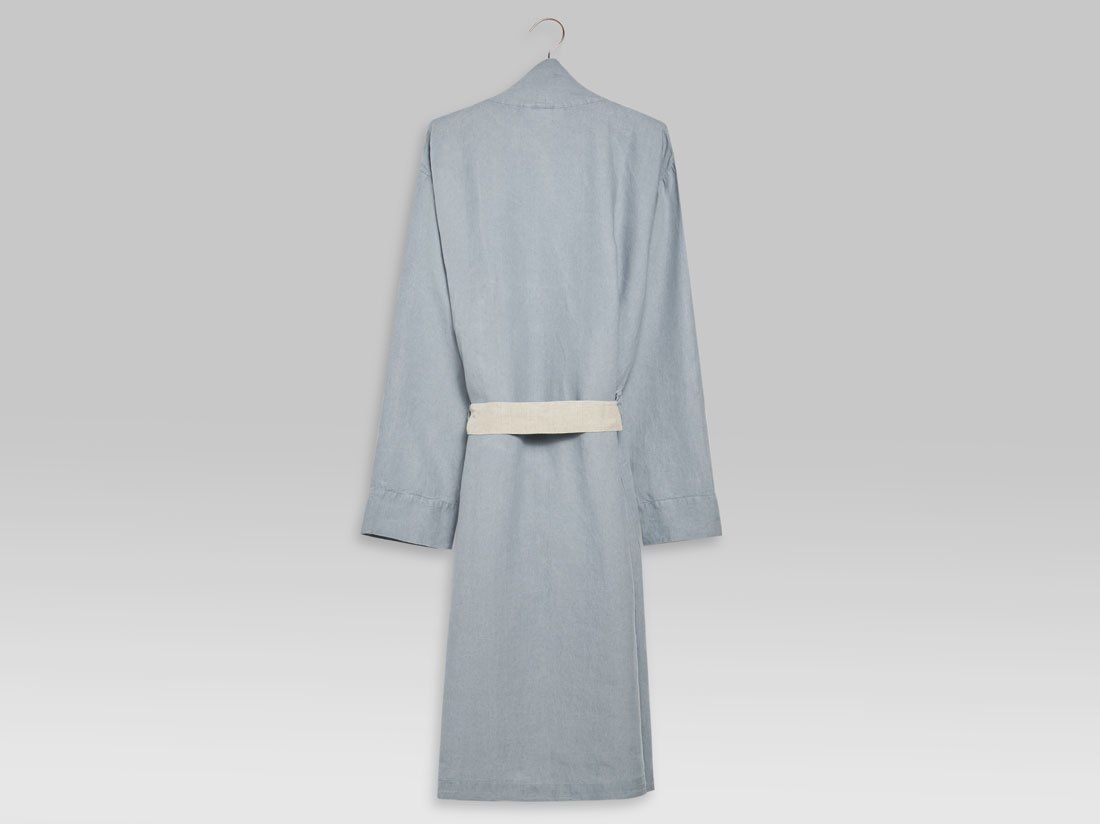 Kimono Bademantel Gewaschenes Leinen Dusk Blue