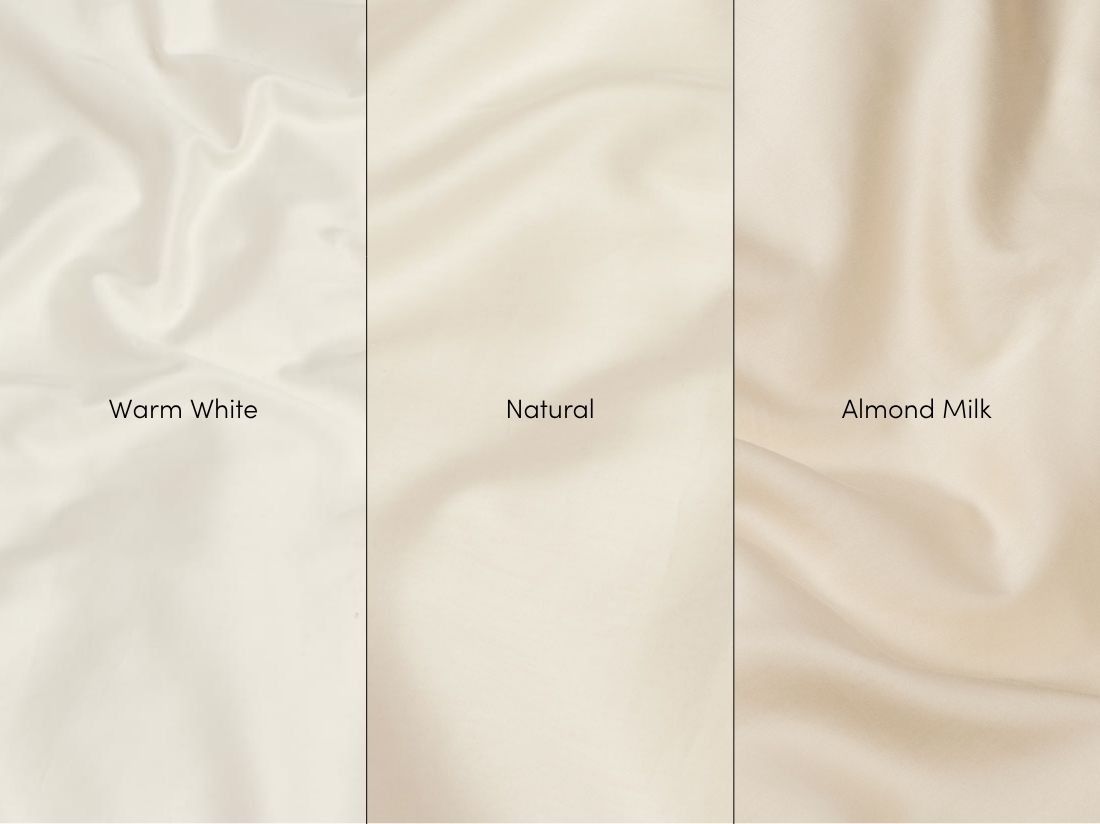 Sengesæt bomuldssatin warm white