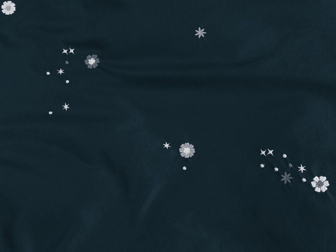 Dekbedovertrek katoensatijn blueberry starry flow