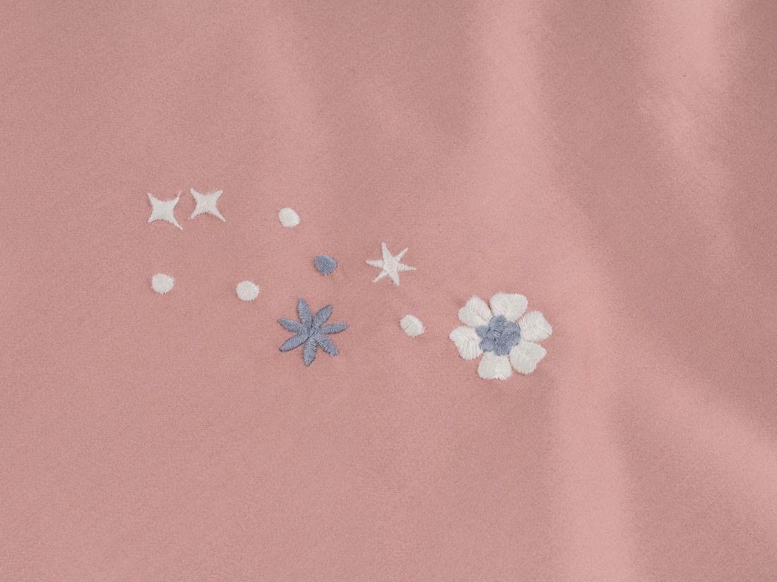 Dekbedovertrek katoensatijn blush rose starry flow