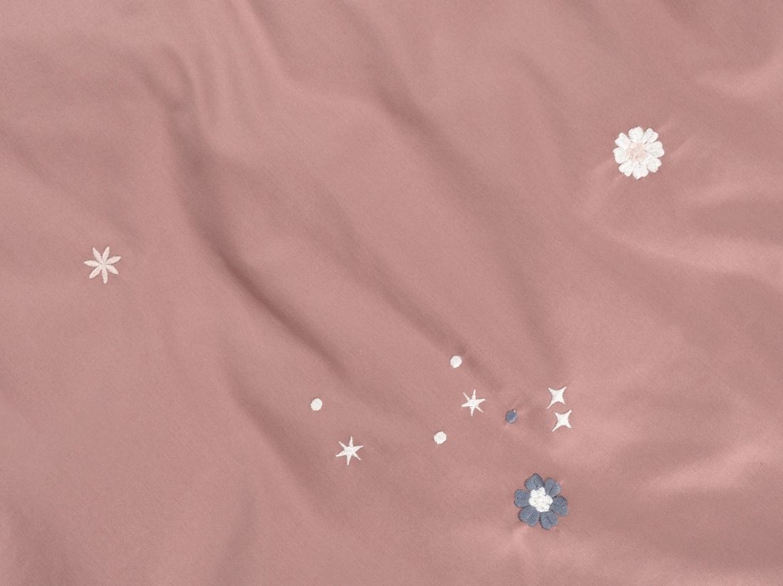 Kinderbettwäsche Baumwollsatin Blush Rose Starry Flower