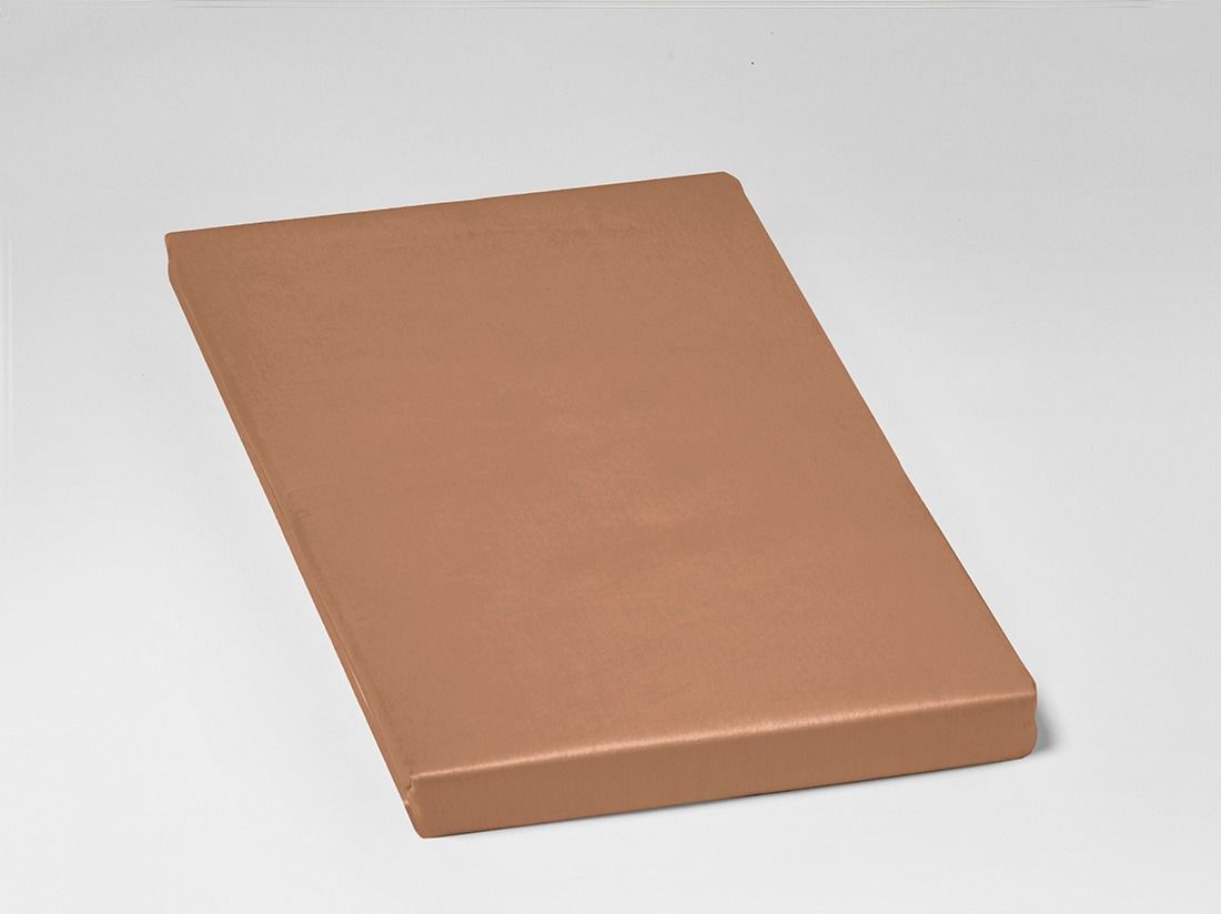 Hoeslaken katoensatijn caramel