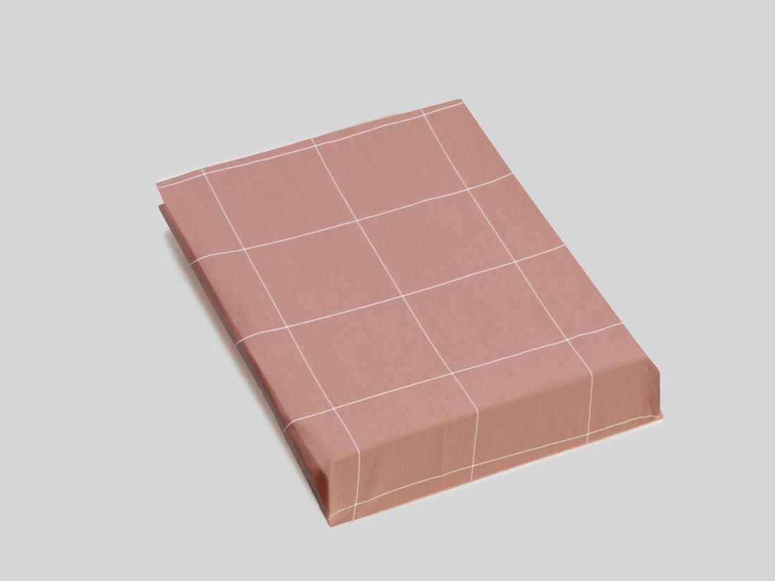 Drap-housse coton TENCEL™ rose à carreaux