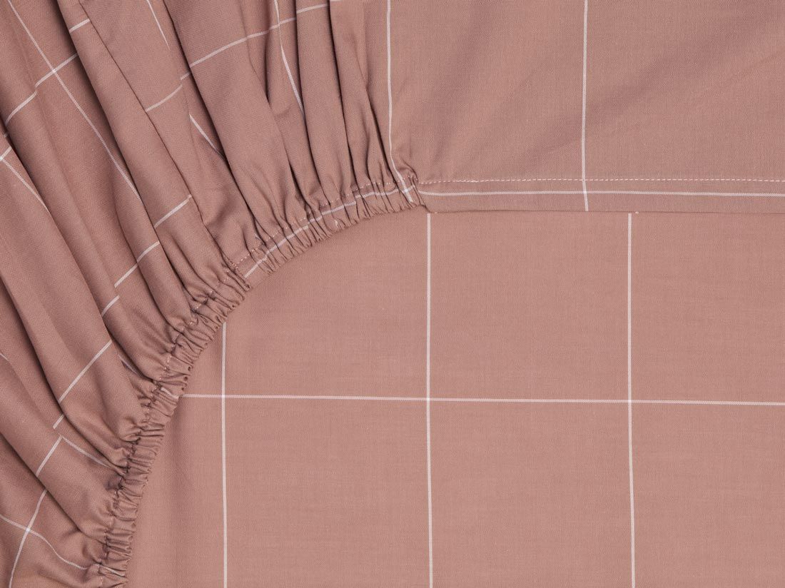 Drap-housse coton TENCEL™ rose à carreaux
