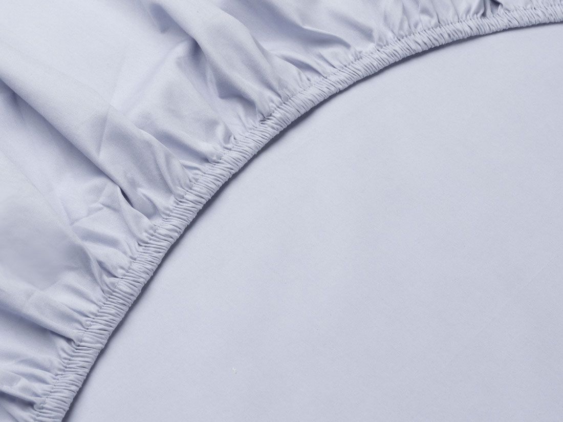 Drap-housse percale de coton bleu lavande