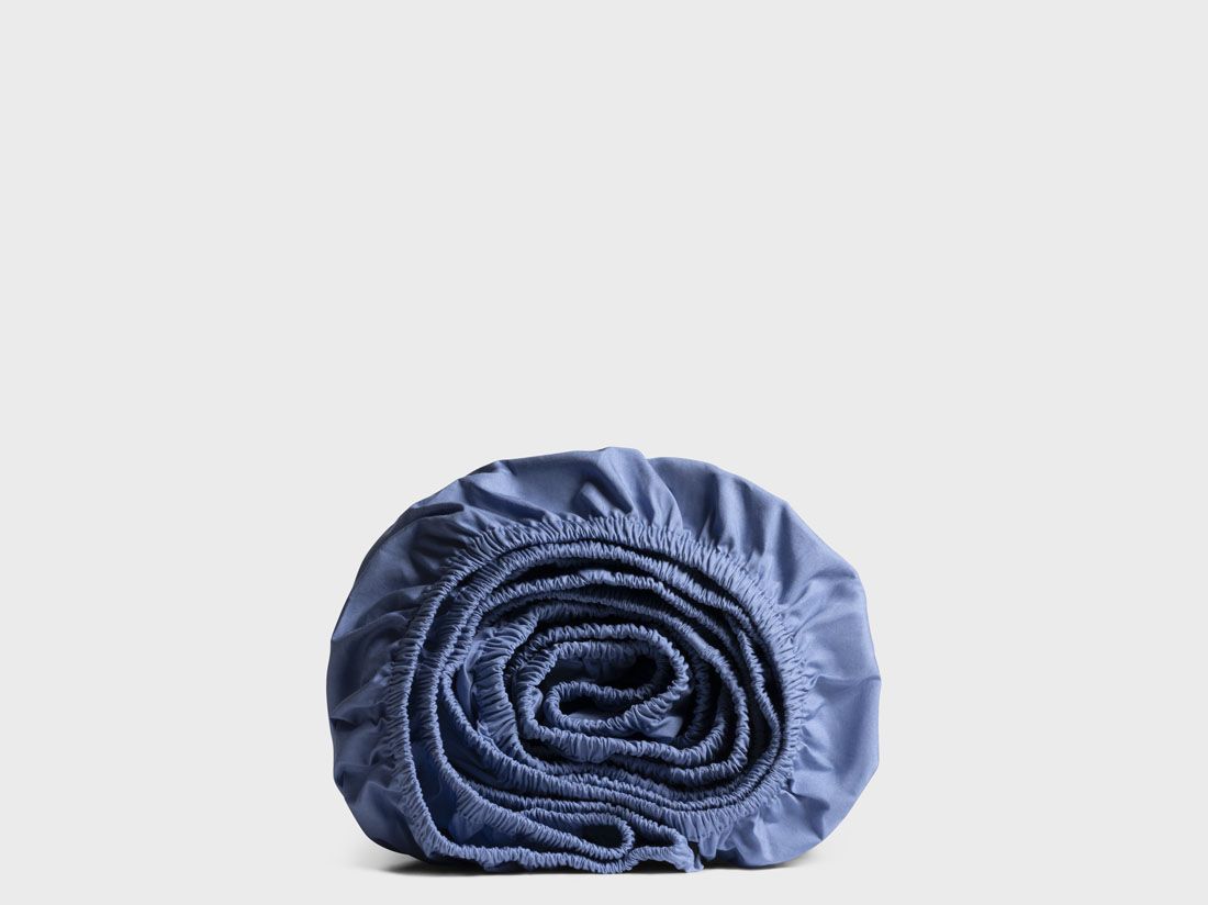 Hoeslaken percal katoen serene blue
