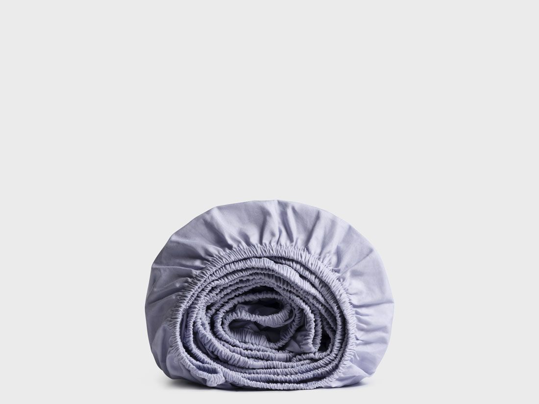 Drap-housse percale de coton bleu lavande