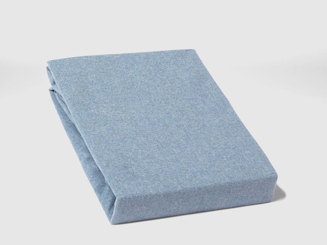 Drap-housse flanelle de coton bleu clair