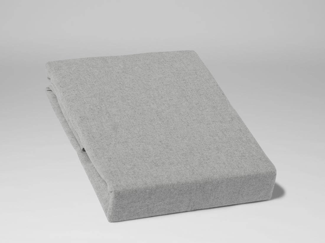 Drap-housse flanelle de coton gris clair