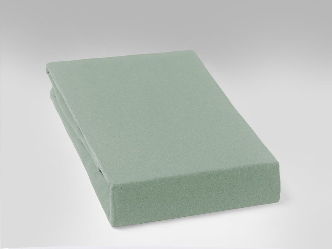 Drap plat flanelle de coton vert pâle