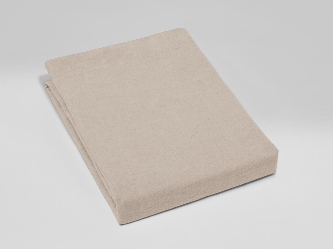 Drap-housse lin lavé rose poussiéreux