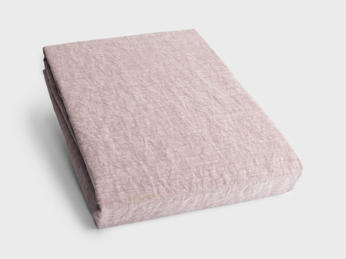 Hoeslaken gewassen linnen rose chambray