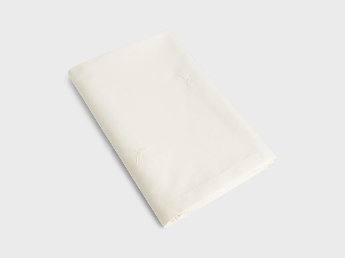 Drap plat enfant satin de coton plume blanc chaud