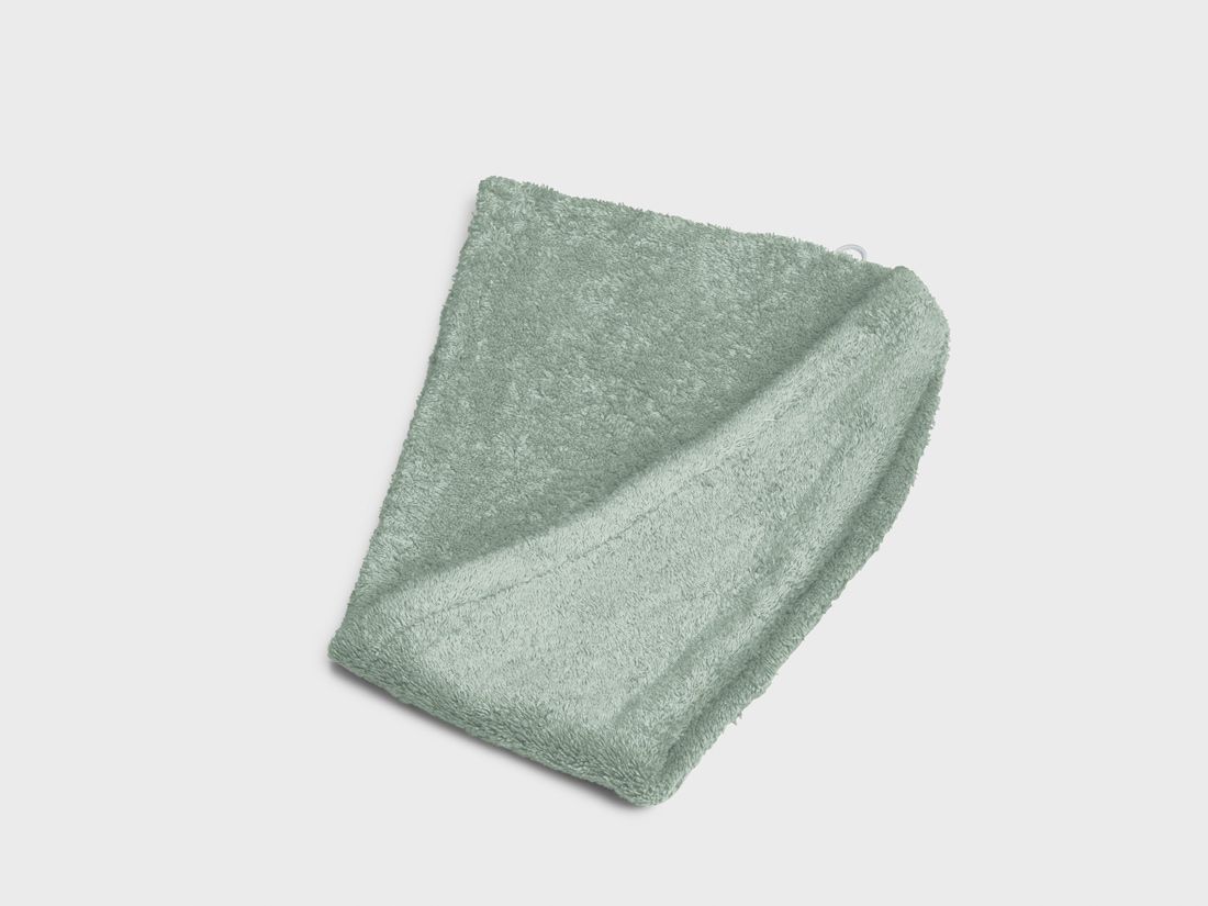 Serviette cheveux éponge vert d'eau 70x23