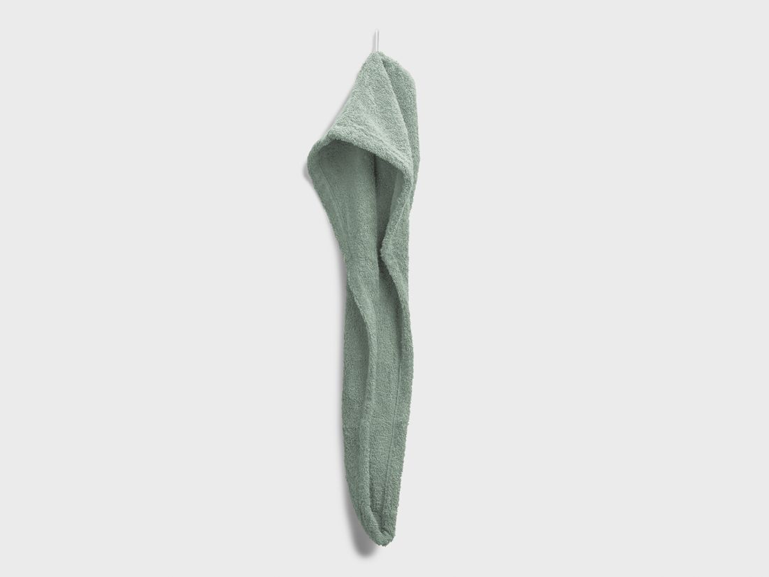 Serviette cheveux éponge vert d'eau 70x23