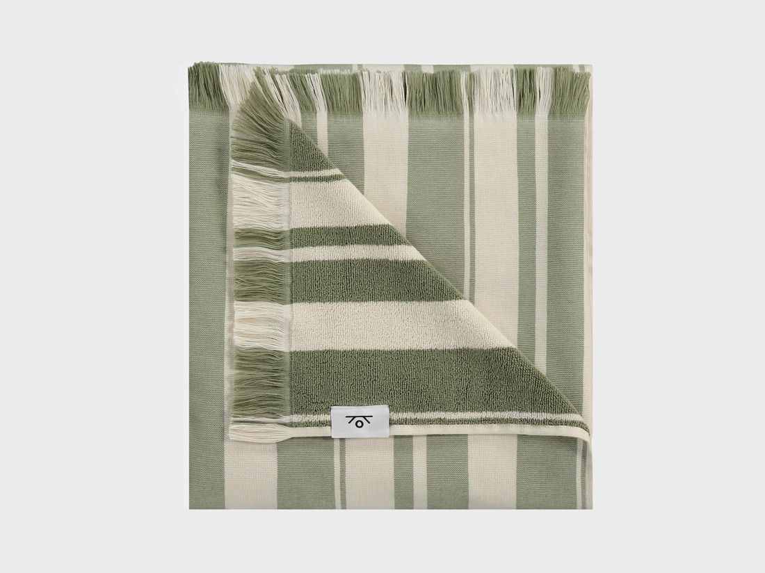 Hamamhandduk sage green stripe 100x180 - 1 st.